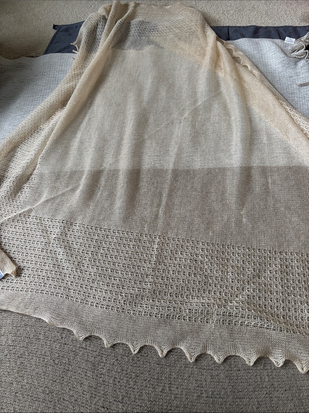 Specialty House Vintage Light Beige Open-Weave Women’s Scarf Wrap